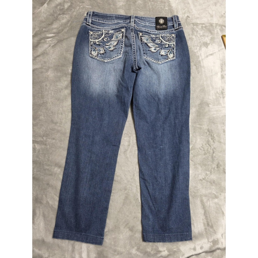 Miss Me Jeans Womens 31 Blue Hailey Skinny Embellished Sequin Rhinestone Pockets - Picture 2 of 9